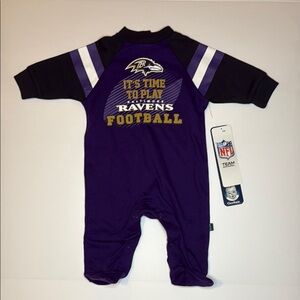 Baltimore Ravens football Gerber baby footed sleep and play - purple, black